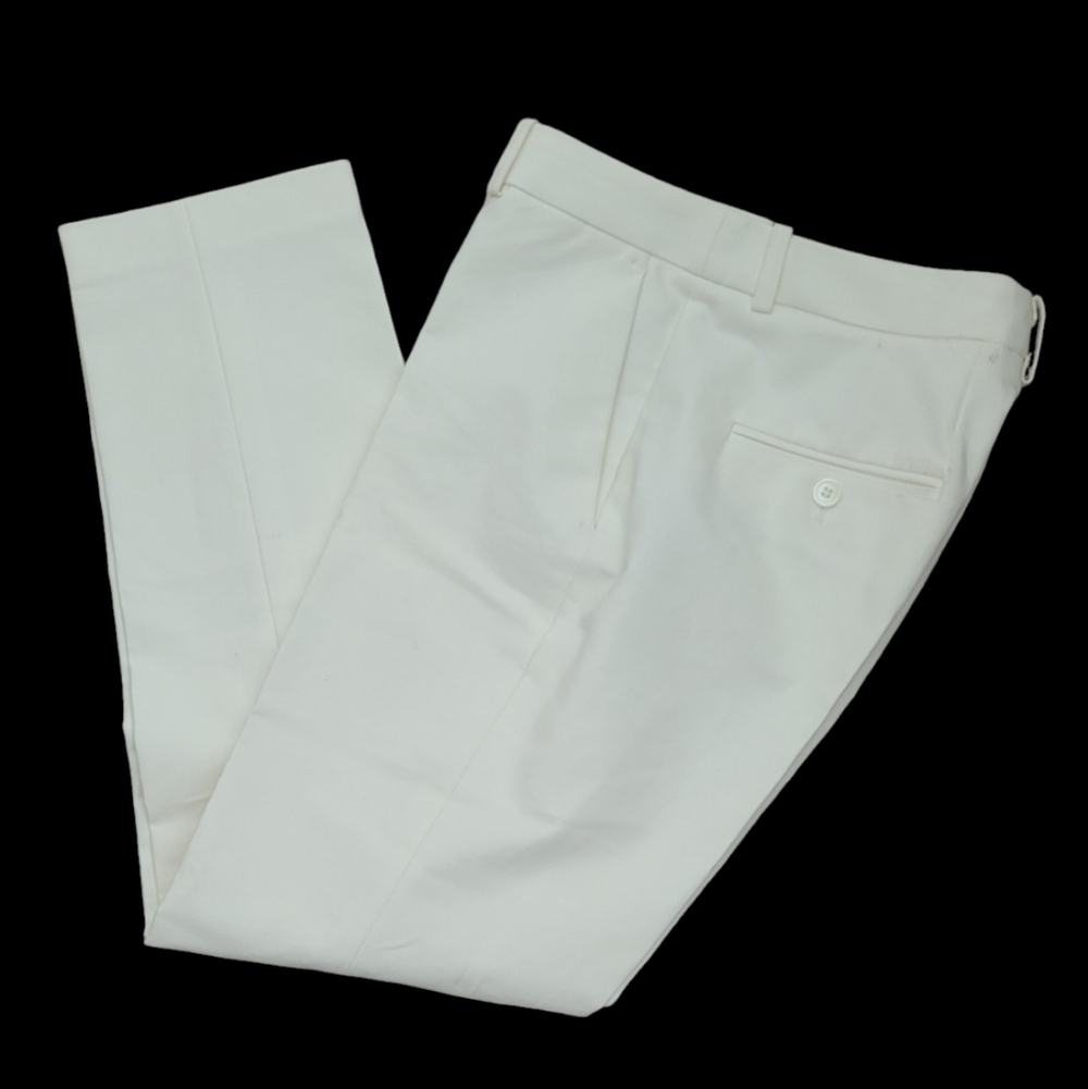 Michael Kors Collection Made in Italy Cream Cotton Stretch Office Pants 6 - Picture 6 of 13